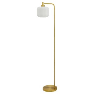 63" Wyatt Globe Shade Floor Lamp White - River of Goods: Gold-Tone Metal, Retro Style - 1 of 4