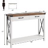 Nasitip 31" Console Table, Industrial Entryway Table with Drawers and Open Storage Shelf, 2-Tier Narrow Sofa Table,White+Brown - 3 of 4