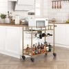 Rolling Bar Cart, 2-Tier with Mirrored Shelves, Wine Rack & Glass Holder, Compact Mobile Bar Cart for Home, Gold Finish - 2 of 3