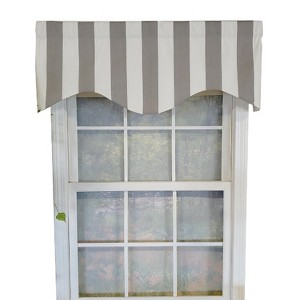 RLF Home Cabana Stripe Cornice 3" Rod Pocket Lining Luxurious and Elegant Window Treatment Valance 50" x 17" Gray - 1 of 4