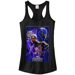 Juniors Womens Marvel Black Panther 2018 Character Collage Racerback Tank Top - 1 of 4
