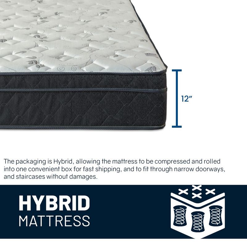 Continental Sleep, 12-Inch Medium Firm Euro Top Single Sided Hybrid Mattress, Compatible with Adjustable Bed, 6 of 7