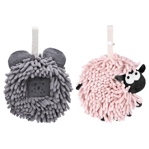 REGALWOVEN Cute Decorative Funny Sheep Shape Fast Drying Hanging Hand Towels 7" x 7" 2 Pcs - 1 of 4