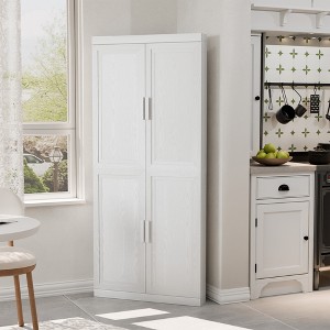 Wooakway Natural Wood/Black/Light Walnut/White Decorative Storage Cabinet Corner Kitchen Dining Cabinet Freestanding Cupboard Adjustable Shelves Home - 1 of 4