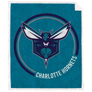 NBA Charlotte Hornets Doodle Circle Flannel Fleece Faux Shearling Blanket - 1 of 1