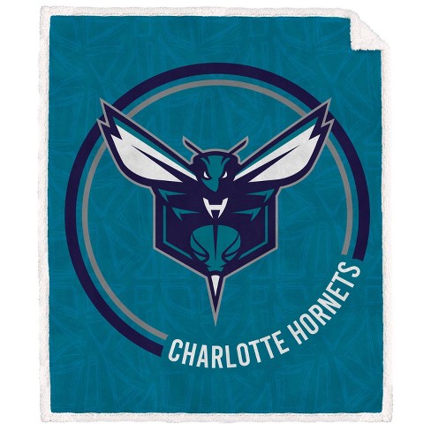 NBA Charlotte Hornets Doodle Circle Flannel Fleece Sherpa Blanket