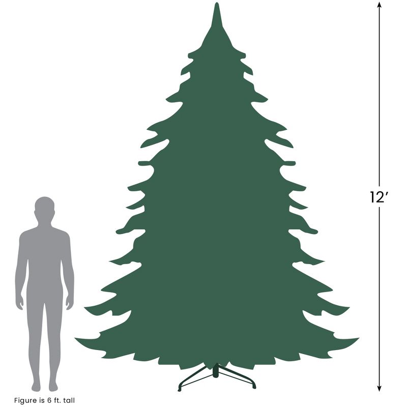 Northlight 12' Pre-Lit Heavily Flocked Pine Medium Artificial Christmas Tree - Clear Lights, 3 of 4