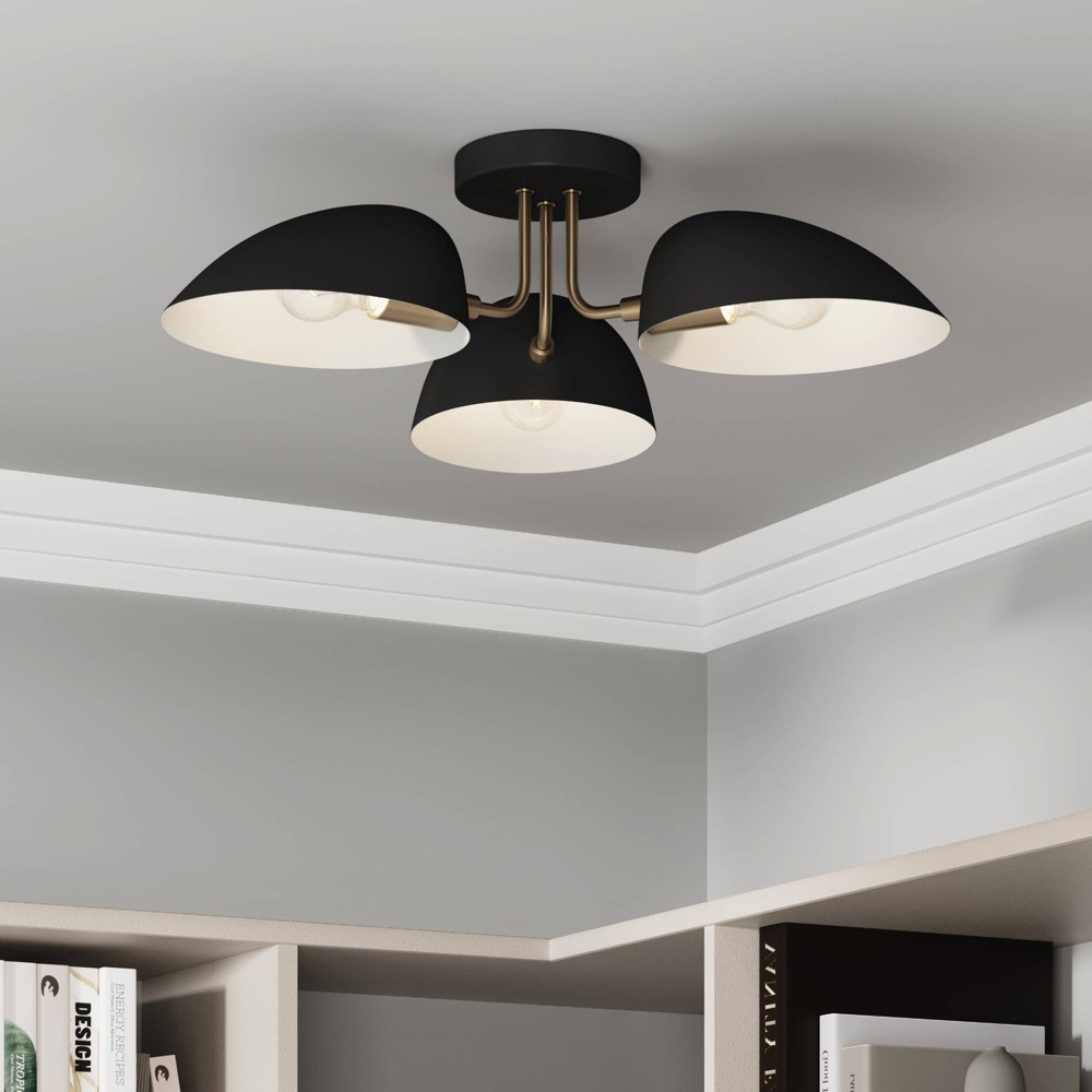 Nathan James Argo Flush Mount Black/Gold