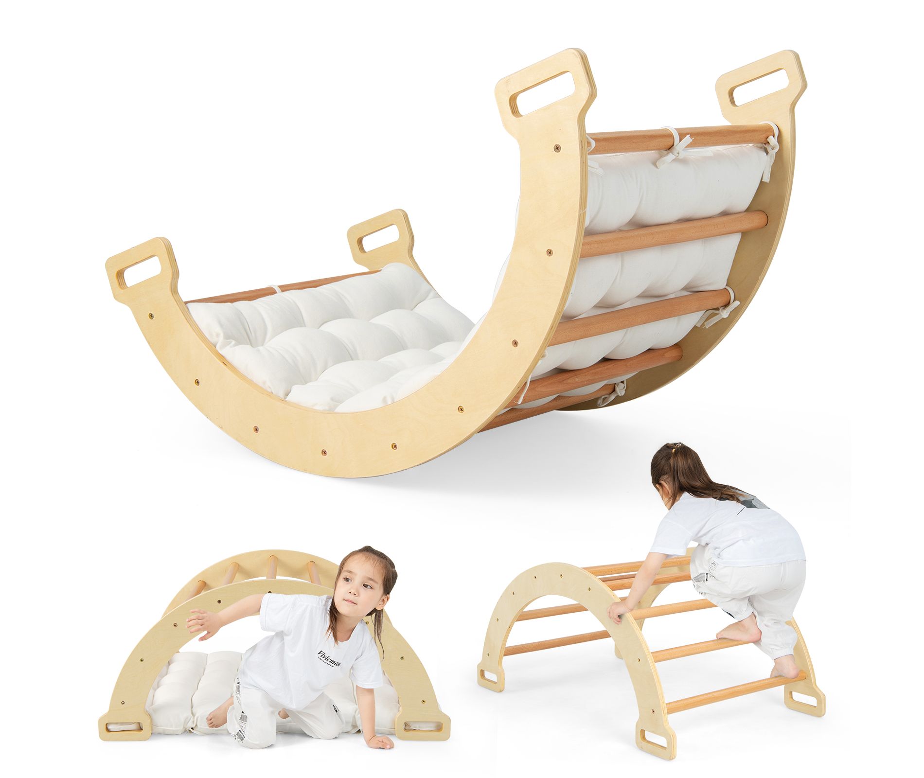 Costway 2-in-1 Arch Rocker with Soft Cushion Double-Sided Climbing Arch for Toddlers