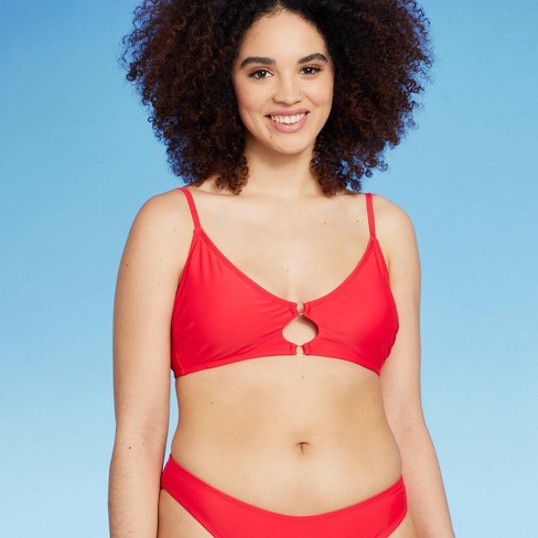 Women's Square Neck Bralette Bikini Top - Wild Fable™ Red XL