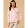 INSPIRE CHIC Women's Elegant V Neck Long Sleeve Office Work Satin Shirt - 2 of 4