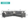 Modern Upholstered Living Room Sectional Sofa, With 3 Pillows, Gray - ModernLuxe - 3 of 4