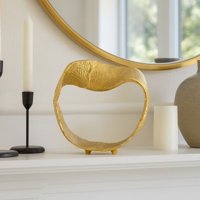 Twisted Hammered Ring Table Sculpture and Statues for Kitchen Decor, Coffee Table Decor, and Decorations for Living Room Shelf Display