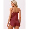 cheibear Women's Silky Satin Adjustable Straps Cami Top and Shorts Pajamas Sets - 3 of 4
