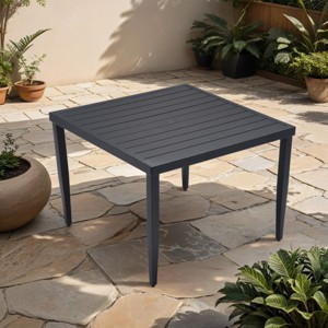 40'' Modern Outdoor Square Dining Table, 4-Seater Patio Table with Umbrella Hole, Tapered Legs and Rust-Free Aluminum Frame - Cuddlewood - 1 of 4