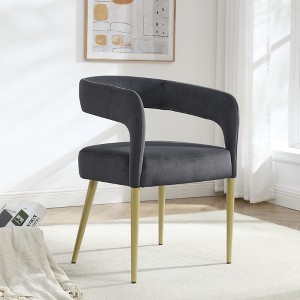 Elegant Hollow Backrest Velvet Chair – Perfect for Small Spaces, Comfortable and Easy to Assemble - 1 of 4