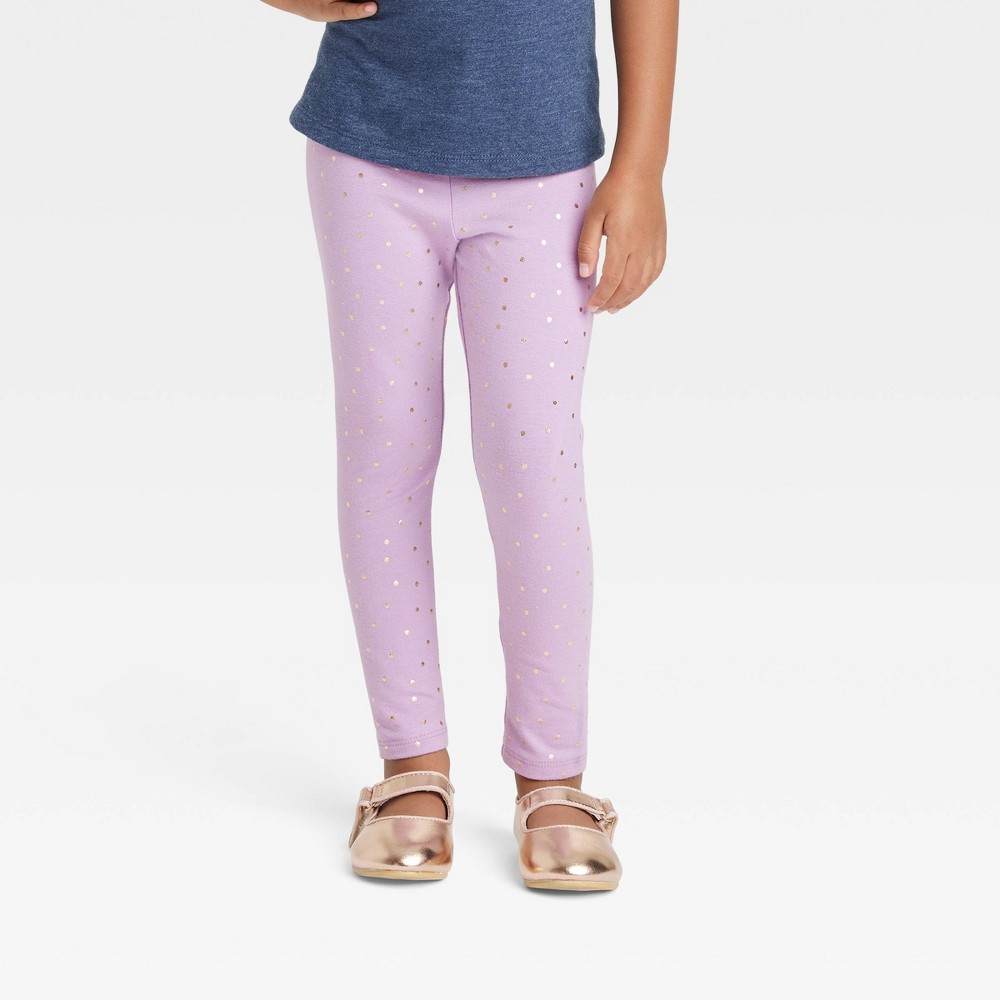 Toddler Girls' Dot Leggings - Cat & Jack Purple 5T