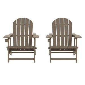WestinTrends Azura Tool-Free Assembly Outdoor Patio HDPE Plastic Adirondack Chair with Cup Holder (Set of 2), White - 1 of 4