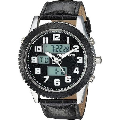TIMETECH Men's Alarm Sport Analog Digital Metal Case Watch with Black Strap