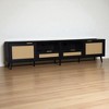Rattan TV Stand for 85-Inch TVs, 78.74" Media Console with Storage Cabinets, Open Shelves, Solid Wood Feet & Cable Management - 4 of 4