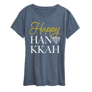 Women's - Instant Message - Happy Hanukkah Short Sleeve Graphic T-Shirt - 1 of 4