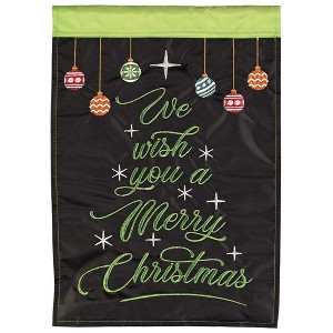Magnolia Garden Wish You A Merry Christmas Ornaments 13 x 18 Inch Polyester Garden Flag - 1 of 2