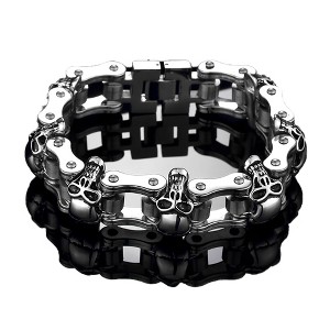 Skull Bracelet for Men Women Stainless Steel Metal Biker Punk Gothic Ginger Lyne Collection - 1 of 4