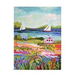 Karen Fields 'Two Sailboats And Cottage I' Canvas Art - 1 of 4