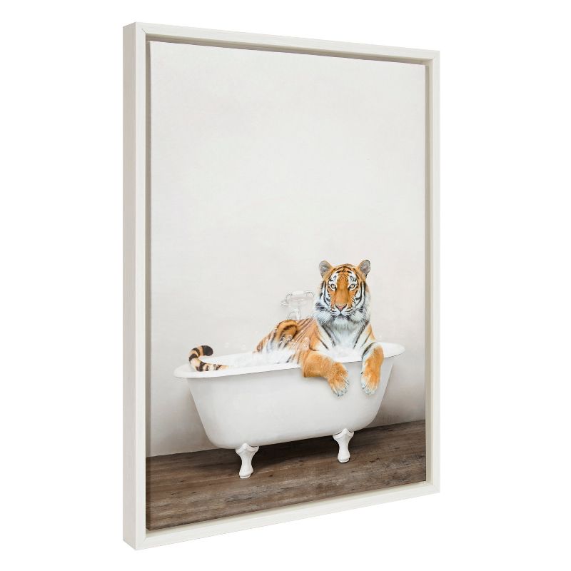 18&#34; x 24&#34; Sylvie Bengal Tiger in Rustic Bath Framed Canvas by Amy Peterson White - Kate &#38; Laurel All Things Decor, 1 of 8