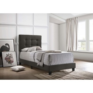 Twin Size Platform Bed with Upholstered Headboard for Bedroom - 1 of 4
