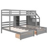 YOOCOZZ Twin Over Twin and Twin Bunk Bed & Triple Bunk Bed with Drawers, Shelves and Storage Staircase - Gray - 3 of 4