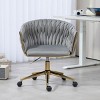 Velvet Swivel Desk Chair with Wheels, Height Adjustable Hand-Woven Vanity Makeup Chair for Home Office, Bedroom, Living Room – Cuddlewood - 2 of 4