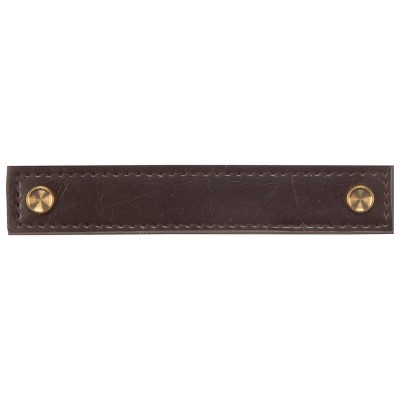 Brown Faux Leather Handle Set with Brass Accents, 5.5"