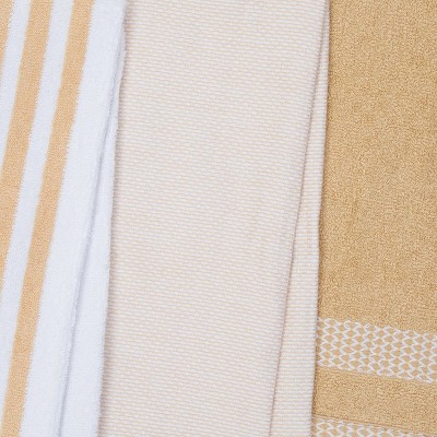 Tan Cotton Yarn Dyed Kitchen Towel Set, 3 Pack