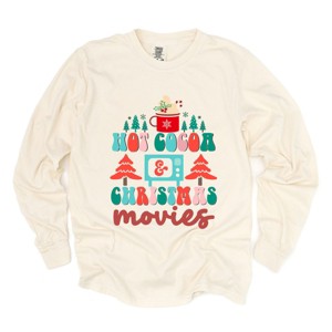 Simply Sage Market Retro Hot Cocoa Mug And Christmas Movies Garment Dyed Long Sleeve - 1 of 4