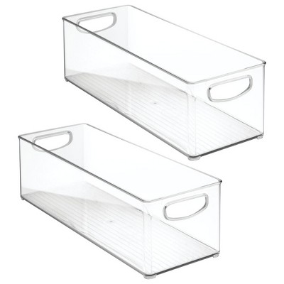 Photo 1 of mDesign Storage Bins with Built-in Handles for Bathroom, Vanity, 2 Pack - Clear