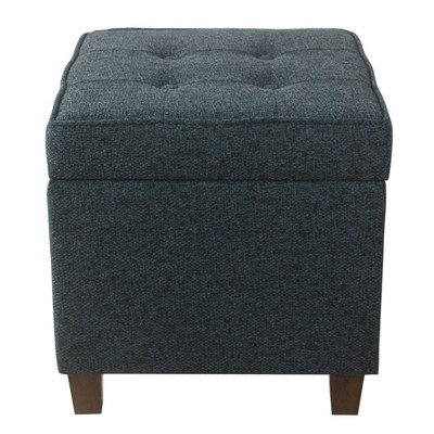 Square Tufted Faux Leather Storage Ottoman - HomePop