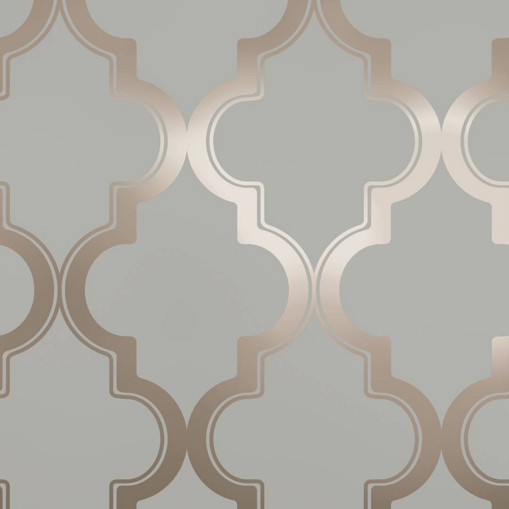 Tempaper & Co. 56 sq ft Marrakesh Peel and Stick Wallpaper Gray/Metallic Bronze