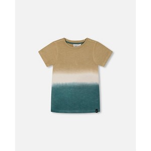Deux par Deux Boy Short Sleeve Tee Gradient Beige and Teal - 3 Years - 1 of 4