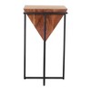 The Urban Port 26" Pyramid Shape Wooden Side Table with Cross Metal Base Brown/Black - 2 of 4