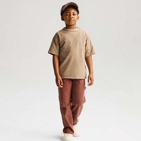 Детские футболки Cat & Jack Boys' Short Sleeve Oversized Heavyweight Washed T-Shirt - Cat & Jack™ Brown M