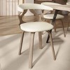 LeisureMod Upholstered Dining Chair in Leather with Dark Walnut Wood Frame Klyne Series - 2 of 4