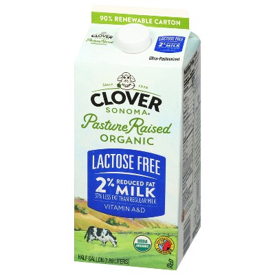 Clover Sonoma UHT Organic Pasture Raised Lactose Free 2% Milk - 0.5gal