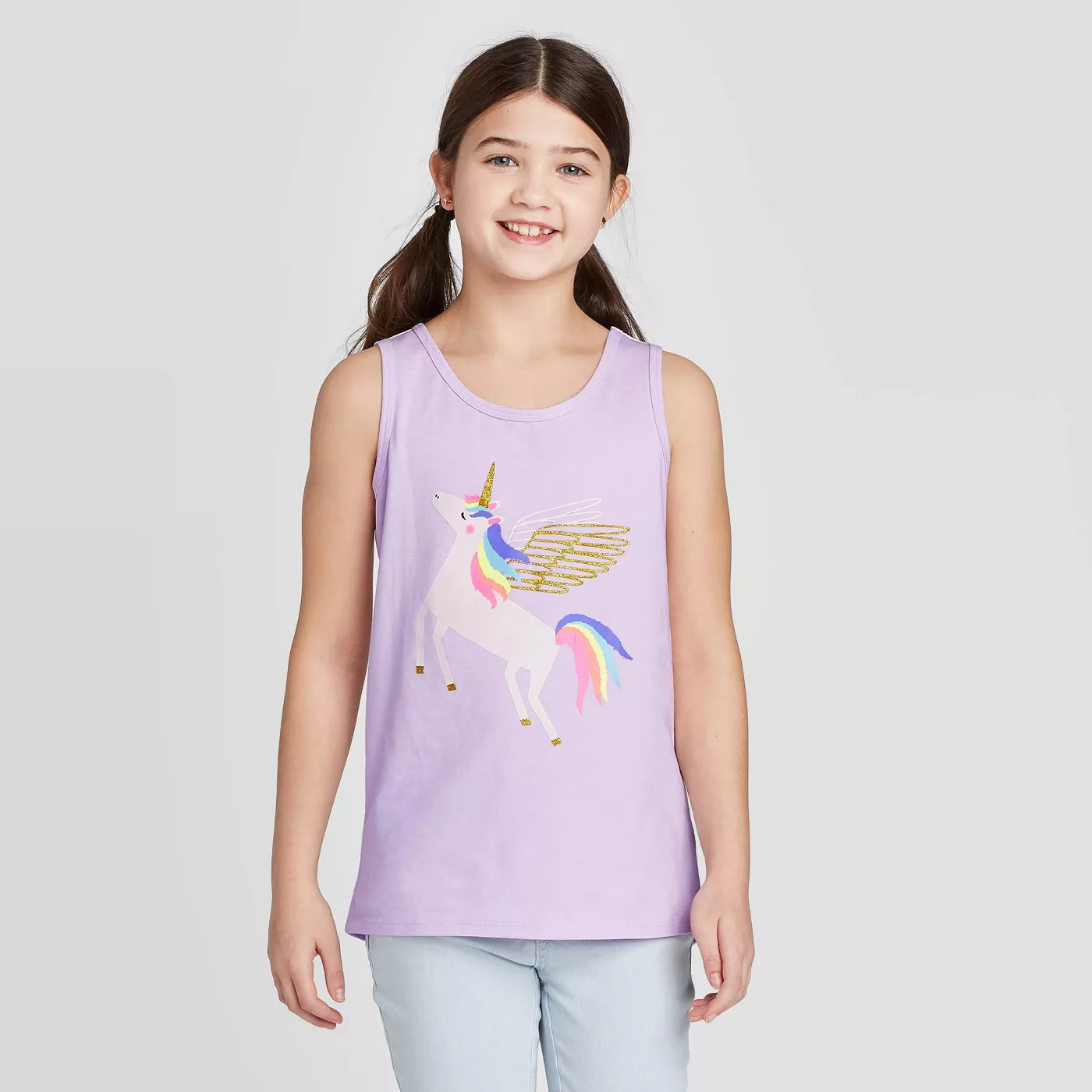 Girls' Unicorn Graphic Tank Top - Cat & Jack™ Lilac - image 1 of 4