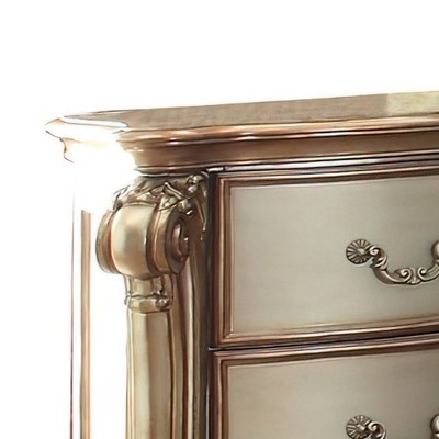 Vendome Antique Gold Patina and Bone Two-Drawer Nightstand