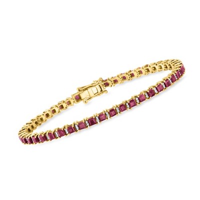 Ross-Simons 9.50 ct. t.w. Ruby Tennis Bracelet With .51 ct. t.w. Diamonds in 18kt Gold Over Sterling