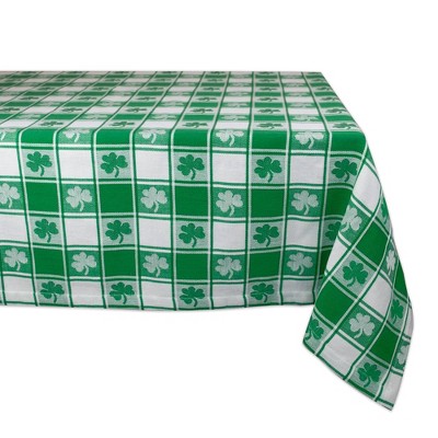 52" Cotton Woven Shamrock Check Tablecloth Green - Design Imports