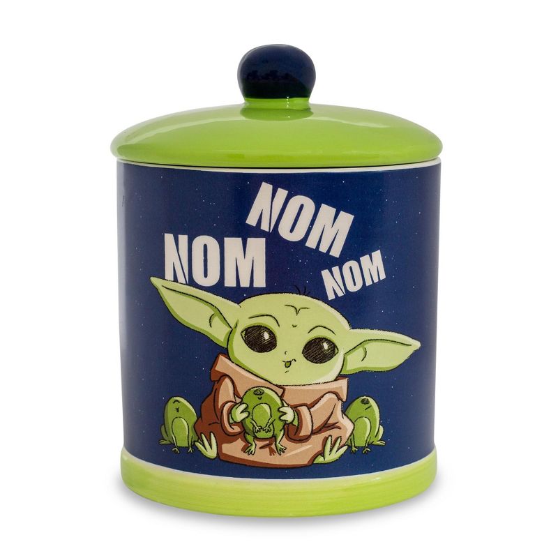 Silver Buffalo Star Wars: The Mandalorian Grogu "Nom Nom Nom" Frogs Large Ceramic Cookie Jar, 1 of 9