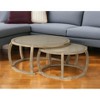 HomeRoots Brown Glass and Solid Wood Round Nested Coffee Tables - 2 of 4