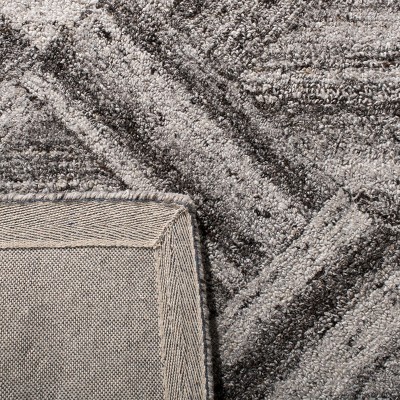 Hand-Tufted Abstract Squared Black & Grey Wool-Blend 6' Rug